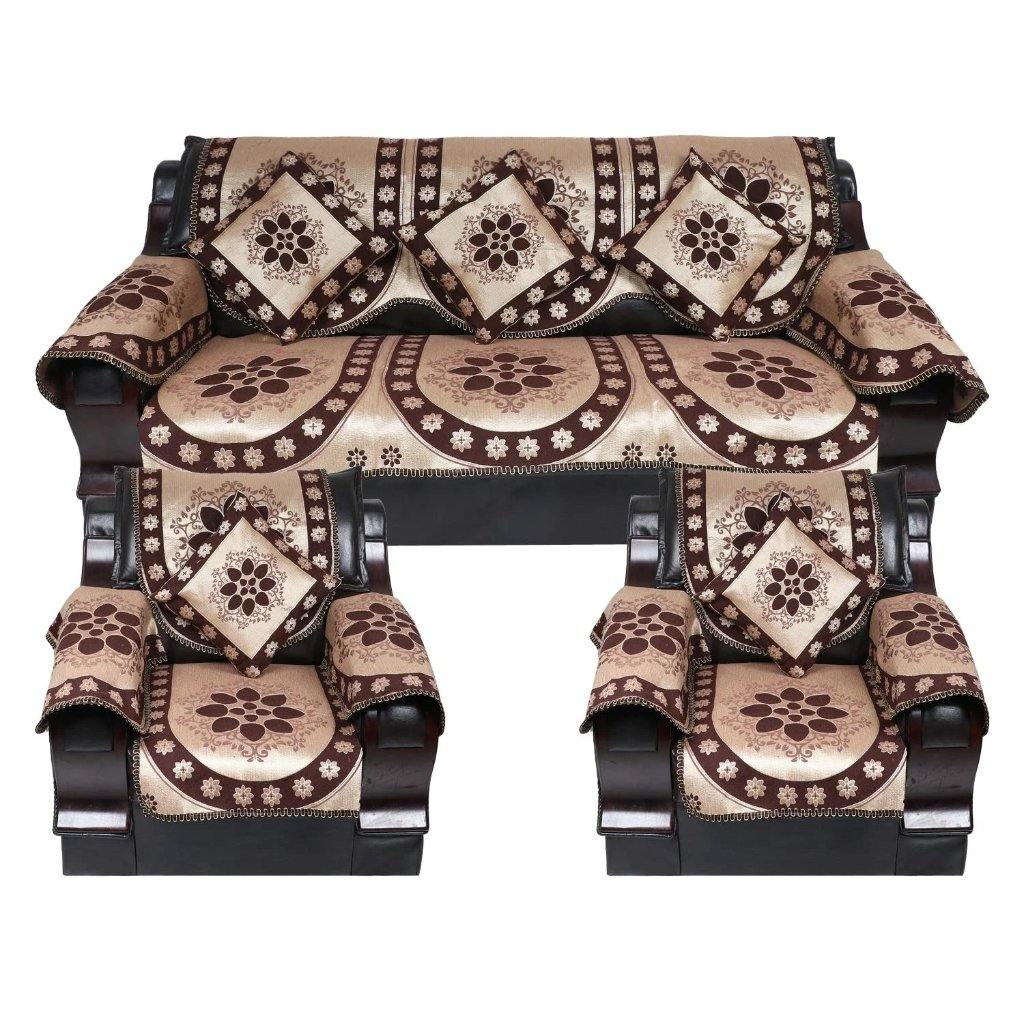 17 Pc Cotton Ambi Printed Sofa Cover Set of 5 Seater
