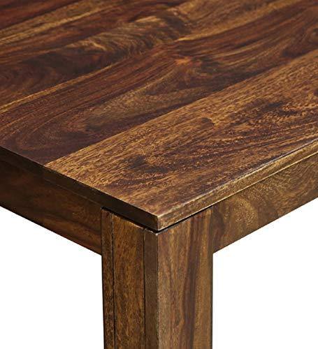 Solid Wooden 6 Seater Dining Table with 6 Chairs: Teak Finish - Image 2