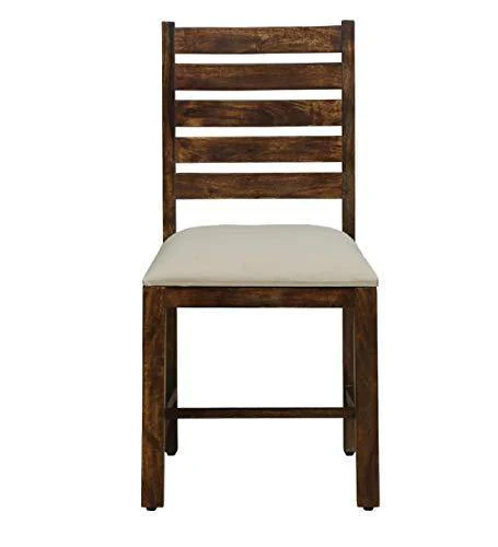 Solid Wooden 6 Seater Dining Table with 6 Chairs: Teak Finish - Image 4