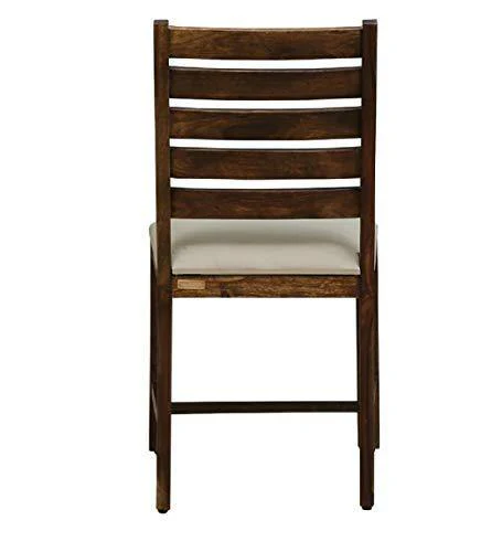 Solid Wooden 6 Seater Dining Table with 6 Chairs: Teak Finish - Image 6