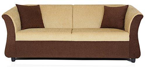Adorn India Acura 3 Seater Sofa (Brown & Beige)