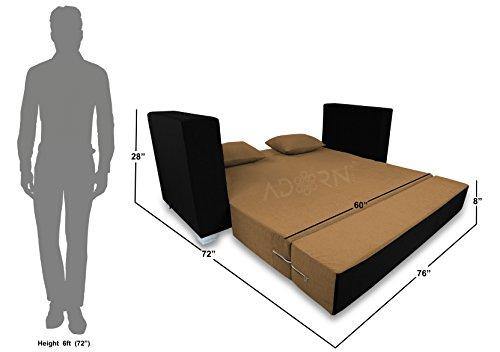 Adorn India Almond Three Seater Sofa Cum Bed (Black and Camel) - Image 5