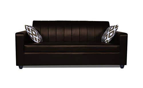 Adorn India Rio Highback Leatherette 3 Seater Sofa (Brown) - Image 6