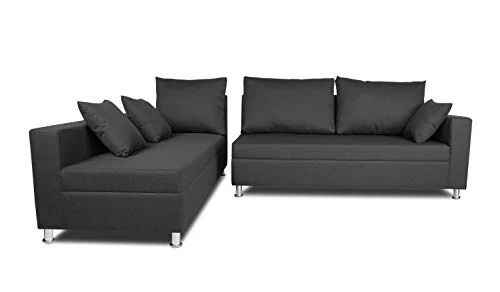 Adorn India Straight Line L Shape Sofa (Left Side Handle)(Dark Grey) - Image 3