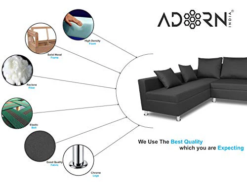 Adorn India Straight Line L Shape Sofa (Left Side Handle)(Dark Grey) - Image 4