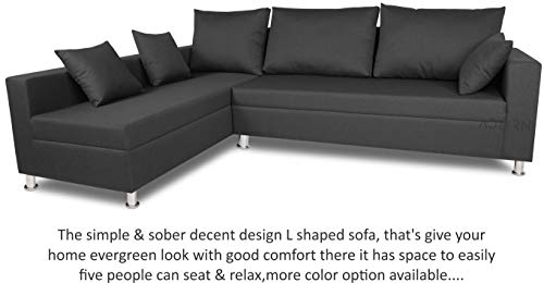 Adorn India Straight Line L Shape Sofa (Left Side Handle)(Dark Grey) - Image 6