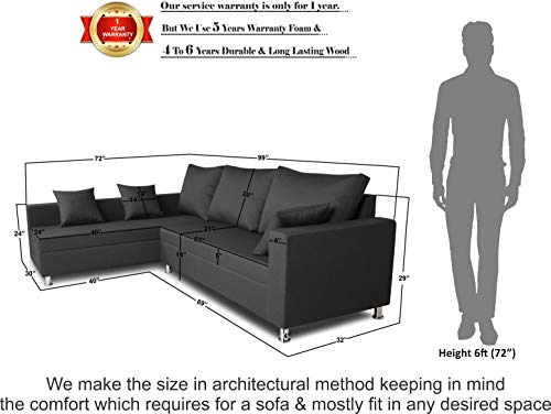 Adorn India Straight Line L Shape Sofa (Left Side Handle)(Dark Grey) - Image 7
