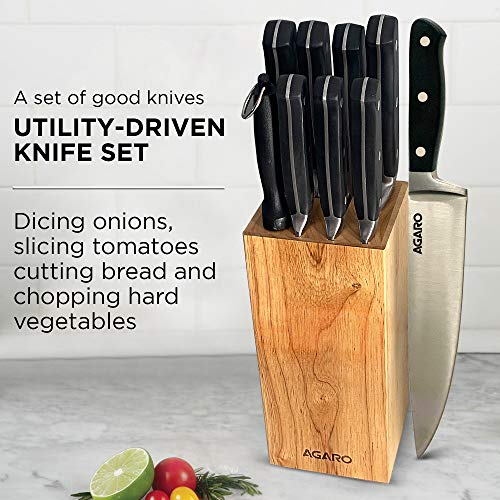 AGARO - 33407 Galaxy 9x1 Multiuse Stainless Steel Knife Set with Wooden Block (Steel) - Image 2