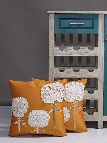 Alina Decor polyester Square Cushion Covers, 16 X 16-inch , Multicolour -Set of 2