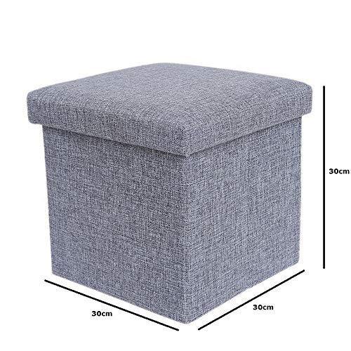 Almand Living Foldable Storage Bins Box Ottoman Bench Container Organizer with Cushion Seat Lid, Cube,Multi Colour(30X30X30 cm) (1 pcs) - Image 4
