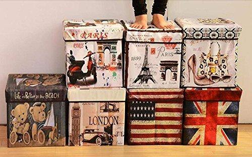 Almand Portable & Foldable Laundry Box Cum Sitting Stool Folding Attractive Prints Pouffe/Sitting Stool/Stool/pouffes for Living Room/Puffy Stool (12" L×12" W ×12" H)(1 pcs) - Image 5
