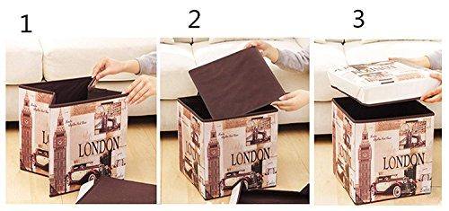 Almand Portable & Foldable Laundry Box Cum Sitting Stool Folding Attractive Prints Pouffe/Sitting Stool/Stool/pouffes for Living Room/Puffy Stool (12" L×12" W ×12" H)(1 pcs) - Image 7