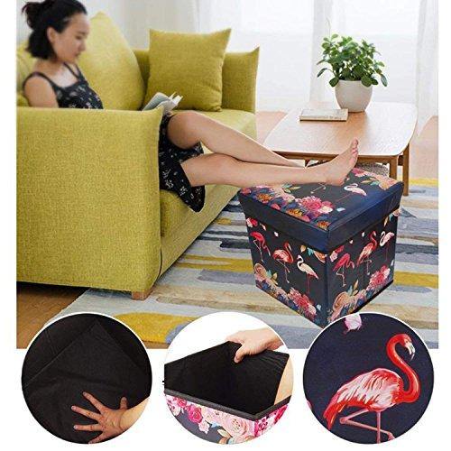 Almand Portable & Foldable Laundry Box Cum Sitting Stool Folding Attractive Prints Pouffe/Sitting Stool/Stool/pouffes for Living Room/Puffy Stool (12" L×12" W ×12" H)(1 pcs) - Image 8