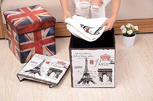 Almand Portable & Foldable Laundry Box Cum Sitting Stool Folding Attractive Prints Pouffe/Sitting Stool/Stool/pouffes for Living Room/Puffy Stool (12" L×12" W ×12" H)(1 pcs) - Image 9