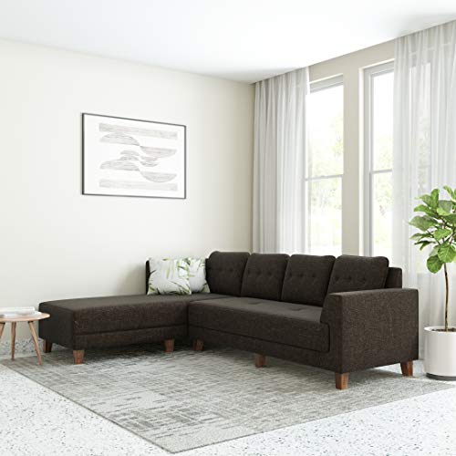 Amazon Brand - Solimo Alen six Seater LHS L Shape Sofa Set (Brown)