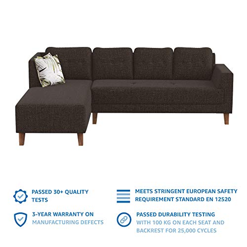 Amazon Brand - Solimo Alen six Seater LHS L Shape Sofa Set (Brown) - Image 7