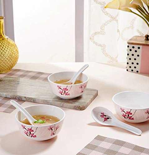 Amazon Brand - Solimo Classico Set of 6 Melamine soup bowls with spoons (11.5 cm) - Image 3