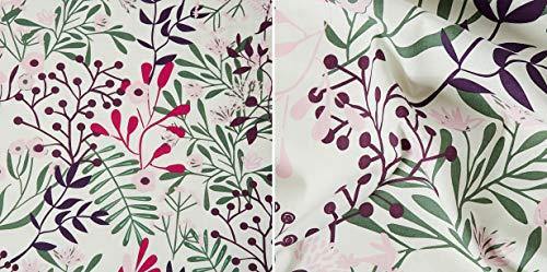 Amazon Brand - Solimo Fresh Ferns 144 TC 100% Cotton Double Bedsheet with 2 Pillow Covers, Violet - Image 3