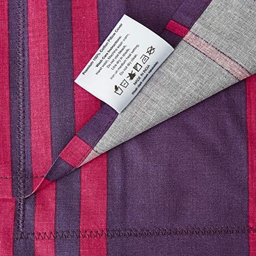 Amazon Brand - Solimo Fresh Ferns 144 TC 100% Cotton Double Bedsheet with 2 Pillow Covers, Violet - Image 4