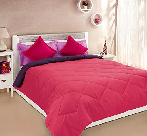 Amazon Brand - Solimo Microfiber Reversible Comforter, Double (Vivid Pink & Majestic Purple, 200 GSM) - Image 2