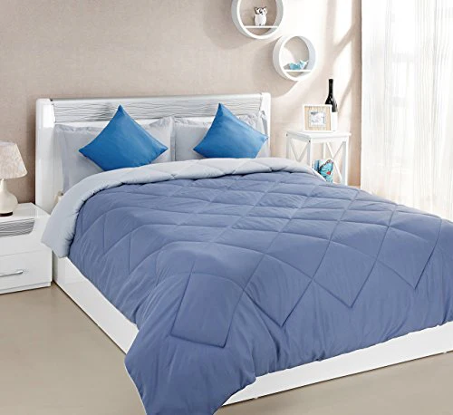 Amazon Brand - Solimo Microfibre Reversible Comforter, Double (Stone Blue & Silver Grey, 200 GSM) - Image 4