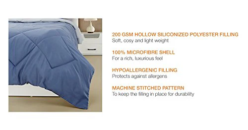 Amazon Brand - Solimo Microfibre Reversible Comforter, Double (Stone Blue & Silver Grey, 200 GSM) - Image 5