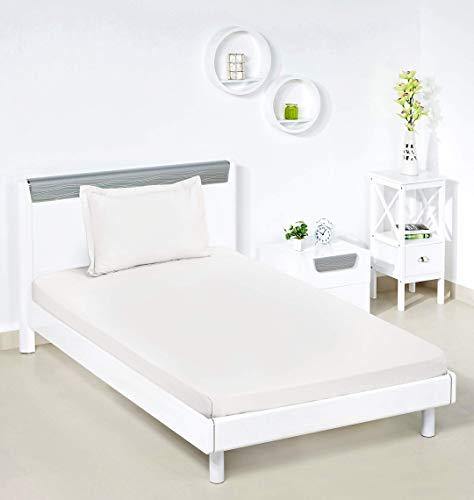Amazon Brand - Solimo Solid 144 TC 100% Cotton Single Bedsheet with 1 Pillow Cover, Off-White