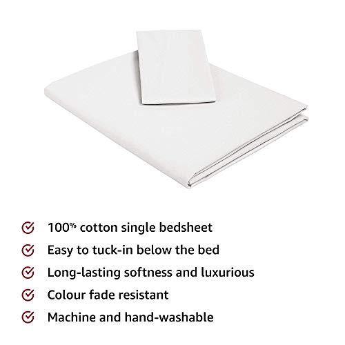 Amazon Brand - Solimo Solid 144 TC 100% Cotton Single Bedsheet with 1 Pillow Cover, Off-White - Image 6