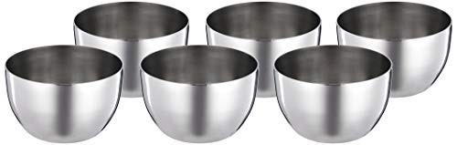 Amazon Brand - Solimo Sparkle Stainless Steel Bowl/Wati Set (6 pieces, 8cm dia)