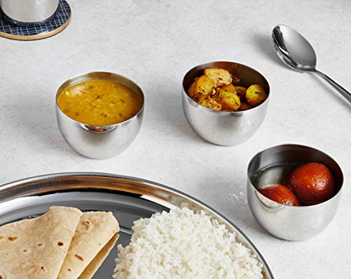 Amazon Brand - Solimo Sparkle Stainless Steel Bowl/Wati Set (6 pieces, 8cm dia) - Image 3