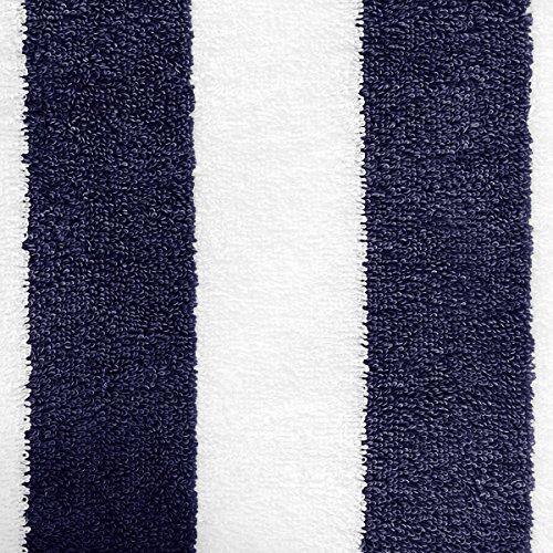 AmazonBasics 2 Piece Cotton Beach Towel - 477 GSM - 60" x 30" (152.4 cm X 76.2 cm) - Cabana Stripe, Navy Blue - Image 7