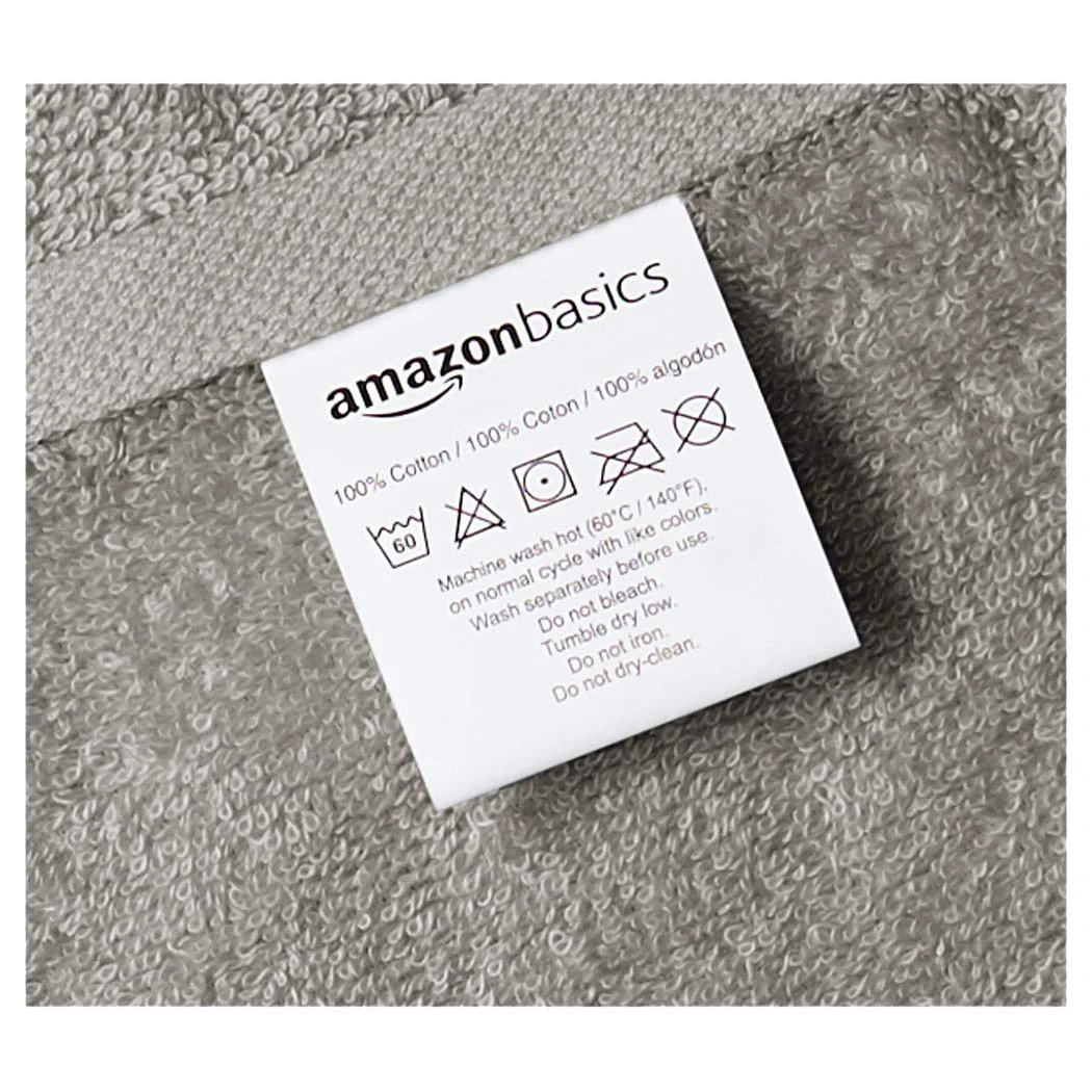 AmazonBasics Cotton Hand Towel - Pack of 12, Grey - Image 3