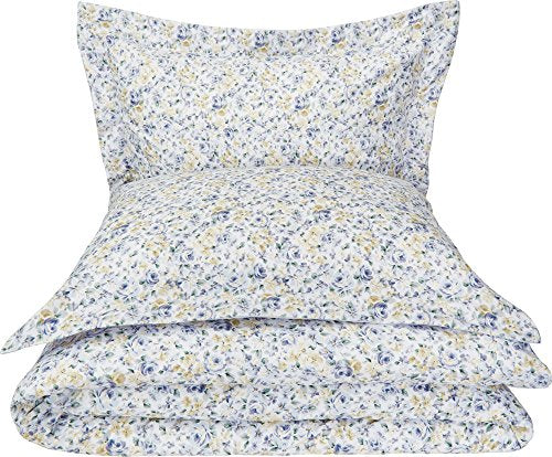 AmazonBasics Microfiber 3-Piece Quilt/Duvet/Comforter Cover Set - Queen, Blue Floral - with 2 pillow covers - Image 5