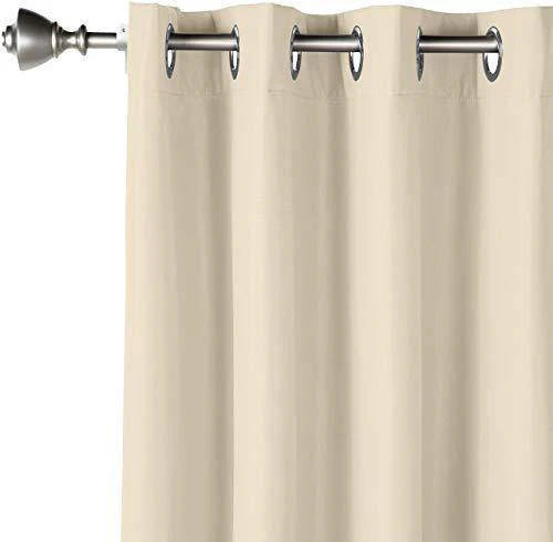 AmazonBasics Room - Darkening Blackout Curtain Set with Grommets - 245 GSM - 52" x 96", Taupe - Image 3