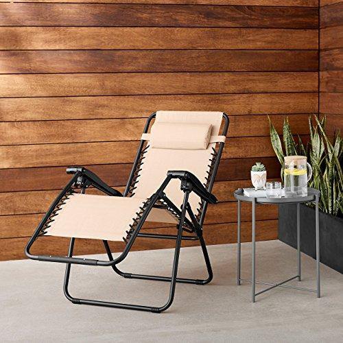 AmazonBasics Zero Gravity Reclining Lounge Portable Chair, Beige - Image 4