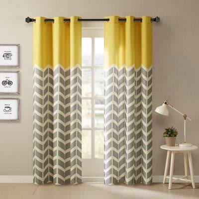 Amazures Polyester Silhouette Yellow Digital Printed Curtain Set of 2, 48x84-inch - Image 9