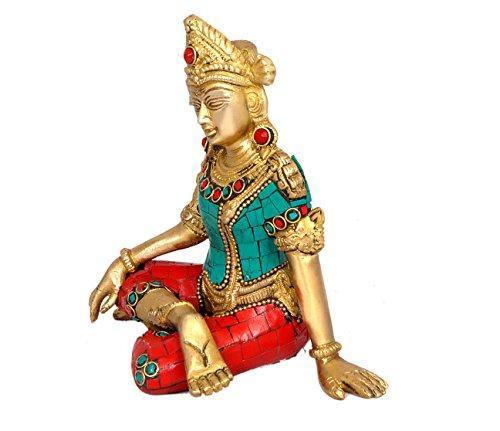 Aone India Sitting God Indra Dev Brass Statue Height-5.75" X Width 5.75" | Home Decor - Image 2