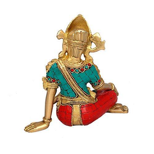 Aone India Sitting God Indra Dev Brass Statue Height-5.75" X Width 5.75" | Home Decor - Image 3