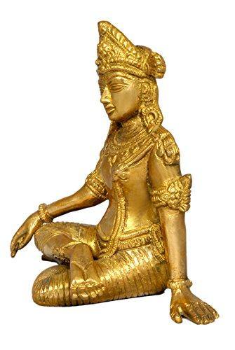 Aone India Sitting God Indra Dev Brass Statue Height-5.75" X Width 5.75" | Home Decor - Image 2