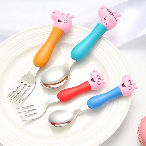 ARADHYA Heavy Quality Games Theme Stainless Steel Baby Feed Spoon and Fork Set - Image 3