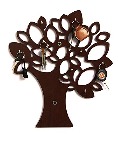 Art Window Tree Key Wall Holder || Wooden Key Holder || Decorative Key Hanger (Brown)