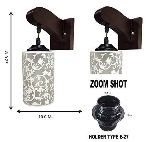 Arus Brown Color Hand Loom Fabric Round Shade Wooden Wall Mount Wall Lamp Wall Sconce Decorative Night Wall Light - Image 5