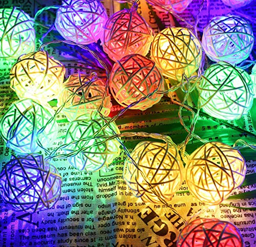 Ascension ® 3.5meters 16 LEDs Globe Rattan Balls String Lights for Home Decoration Festival Decor Lights Indoor Outdoor Decorative Fairy Lights Curtain (Multi) AC Powered - Image 3