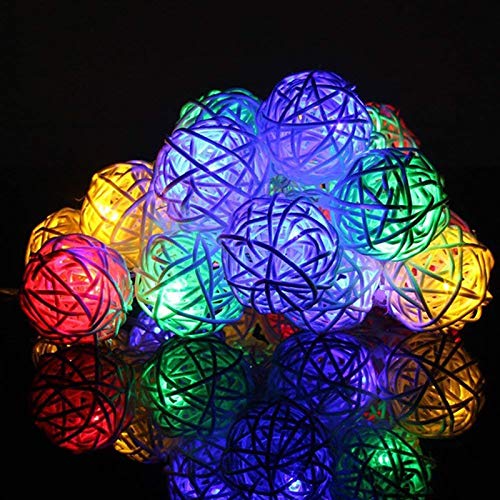 Ascension ® 3.5meters 16 LEDs Globe Rattan Balls String Lights for Home Decoration Festival Decor Lights Indoor Outdoor Decorative Fairy Lights Curtain (Multi) AC Powered - Image 6