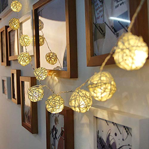 Ascension ® 4 Meters 16 LEDs Globe Rattan Balls String Lights for Home Decoration Festival Decor Lights Indoor Outdoor Decorative Fairy Lights Curtain (Warm White) AC Powered - Image 3