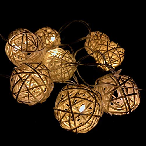 Ascension ® 4 Meters 16 LEDs Globe Rattan Balls String Lights for Home Decoration Festival Decor Lights Indoor Outdoor Decorative Fairy Lights Curtain (Warm White) AC Powered - Image 4