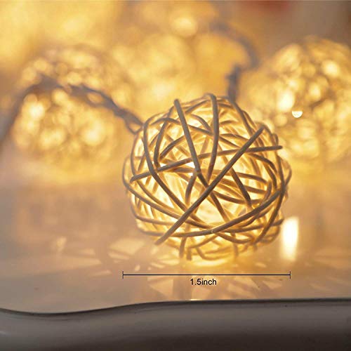 Ascension ® 4 Meters 16 LEDs Globe Rattan Balls String Lights for Home Decoration Festival Decor Lights Indoor Outdoor Decorative Fairy Lights Curtain (Warm White) AC Powered - Image 6