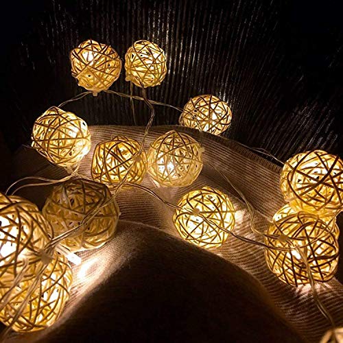 Ascension ® 4 Meters 16 LEDs Globe Rattan Balls String Lights for Home Decoration Festival Decor Lights Indoor Outdoor Decorative Fairy Lights Curtain (Warm White) AC Powered - Image 9