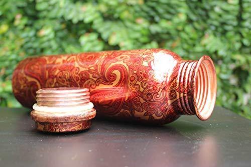Ayurveda CopperTM| Pure Copper Modern Art Printed with Outside Lacquer Copper Water Bottle for Travelling Purpose,Gym,Yoga Ayurveda Healing |1000 ML Set of 1 - Image 4