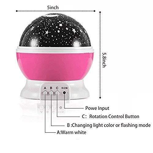 AZOD Star Projector Romantic LED 360 Degree Rotation 4 LED Bulbs 9 Light Color Changing with USB Cable Night Light Lamp (Multicolour) - Image 6